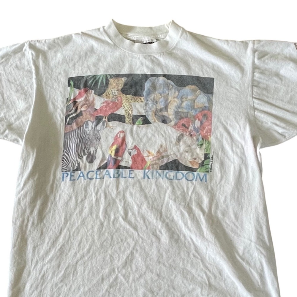 Vtg 90s Barbara‎ Wallace Peaceable Kingdom XL T Shirt Single Stitch Tee READ